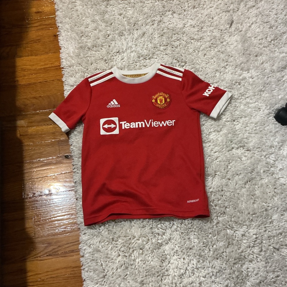 Adidas Kids Red and White Soccer Jersey